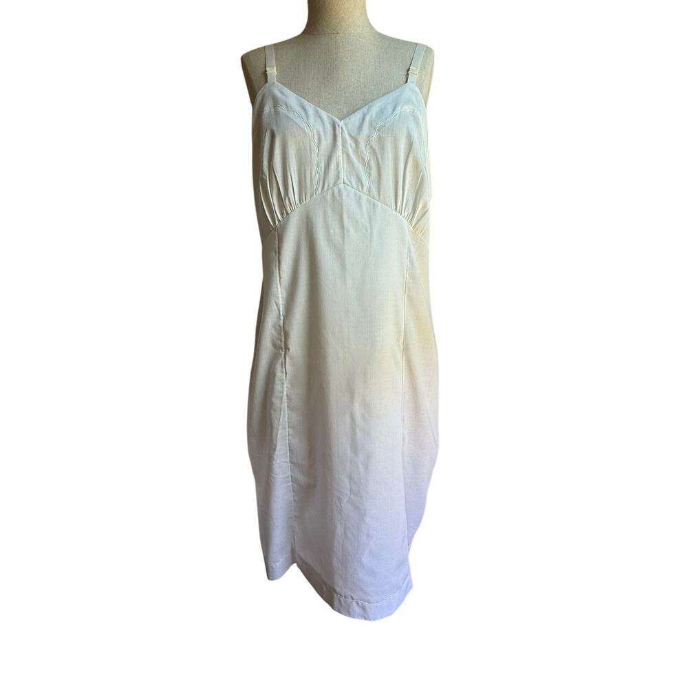 Vintage Sliperfection White Cotton Blend Slip Dress Adjustable Straps Size 36